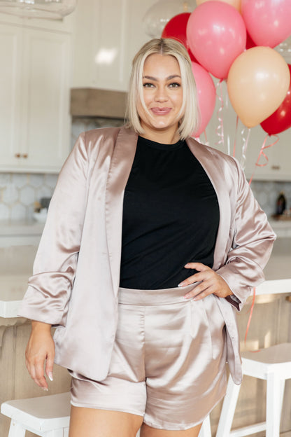 Champagne and Roses Satin Blazer - Champagne - Exclusively Online