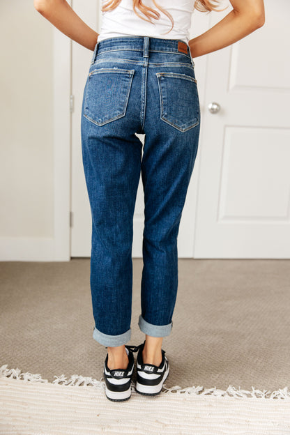 London Midrise Cuffed Boyfriend Jeans - Judy Blue - Denim