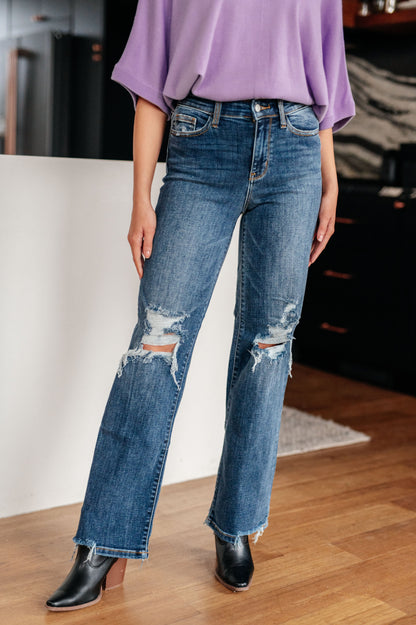 Rose High Rise 90's Straight Jeans in Dark Wash - Judy Blue - Exclusively Online