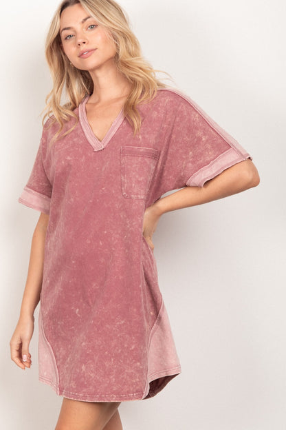 The short sleeve V-neck tee dress is a versatile and comfortable piece that effortlessly combines casual style with a touch of elegance. With its classic V-neckline and relaxed fit, this dress is perfect for everyday wear or dressing up for various occasions. The short sleeves provide a laid-back feel while offering breathability for warmer days. S-L