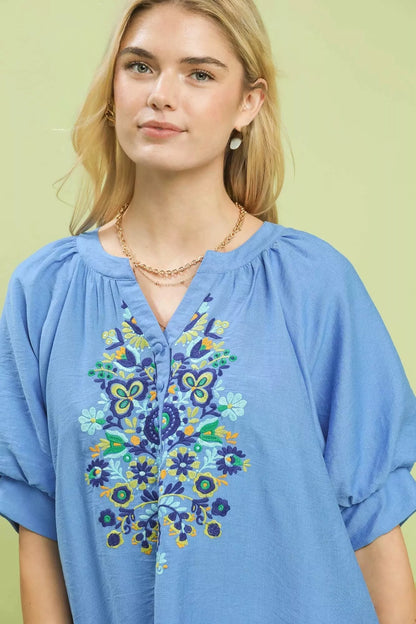mashu。TODAYFUL Embroidery Puff Blouse Embroidered Puff Sleeve Blouse - Umgee - Exclusively Online