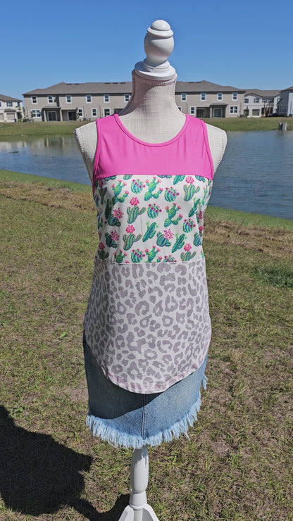 Don't Be A Prick Cactus Tank Top - Pink - SMALL - FINAL SALE