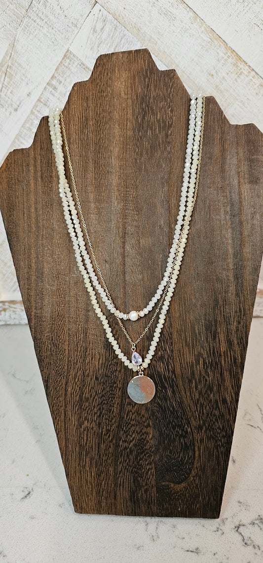 Adjustable chain Color: Gold link chains with pearly white beads, clear crystal Limited supply!  
