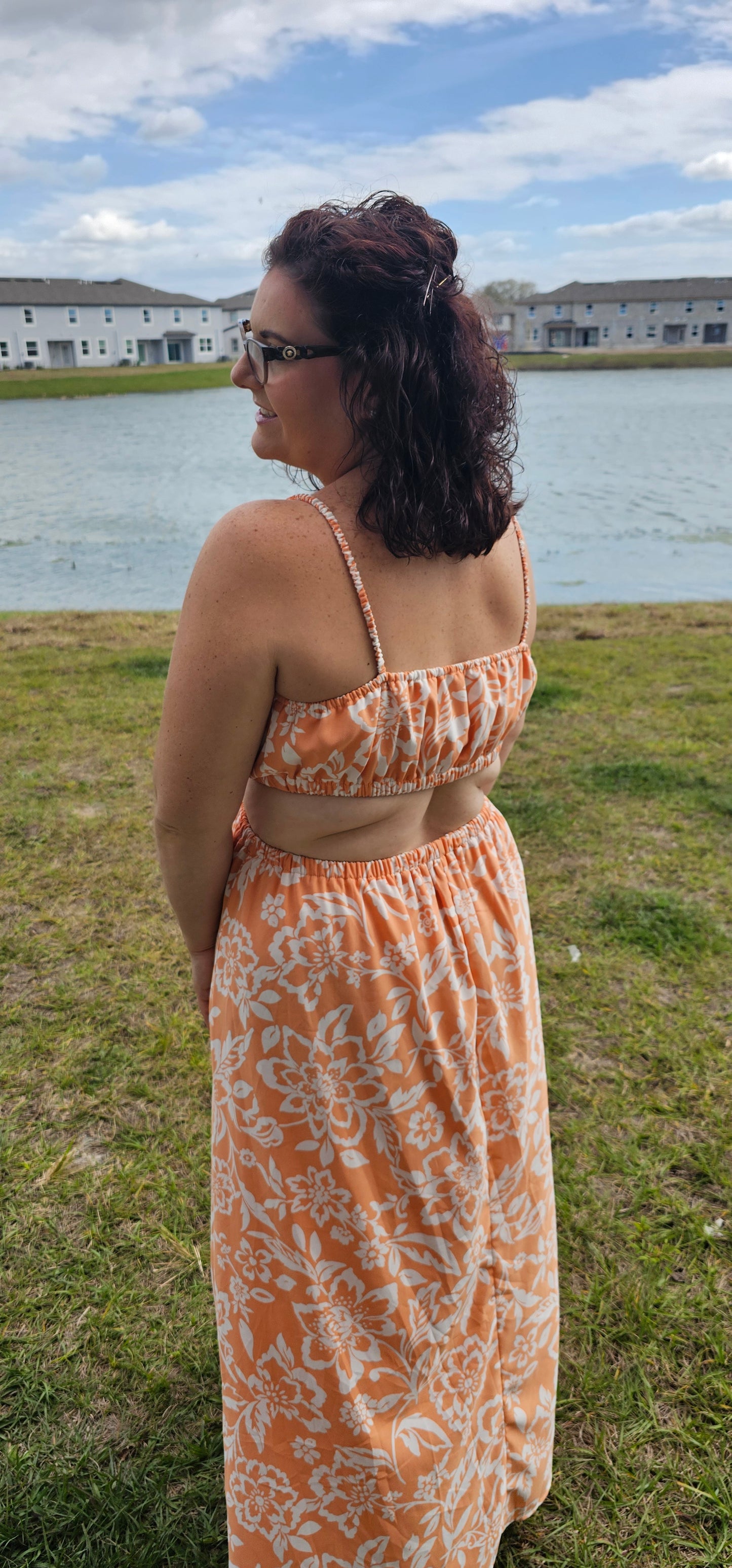 Greet the sunshine in style with the "Out For Lunch" maxi dress. It's got all the features you need for a lunchtime jaunt: square neckline, ruched spaghetti straps, and fun side and back cut-out details. Plus, it's made from lightweight and comfortable materials so you can explore a new lunch spot with ease! Let's get brunchin'! Sizes small through large.