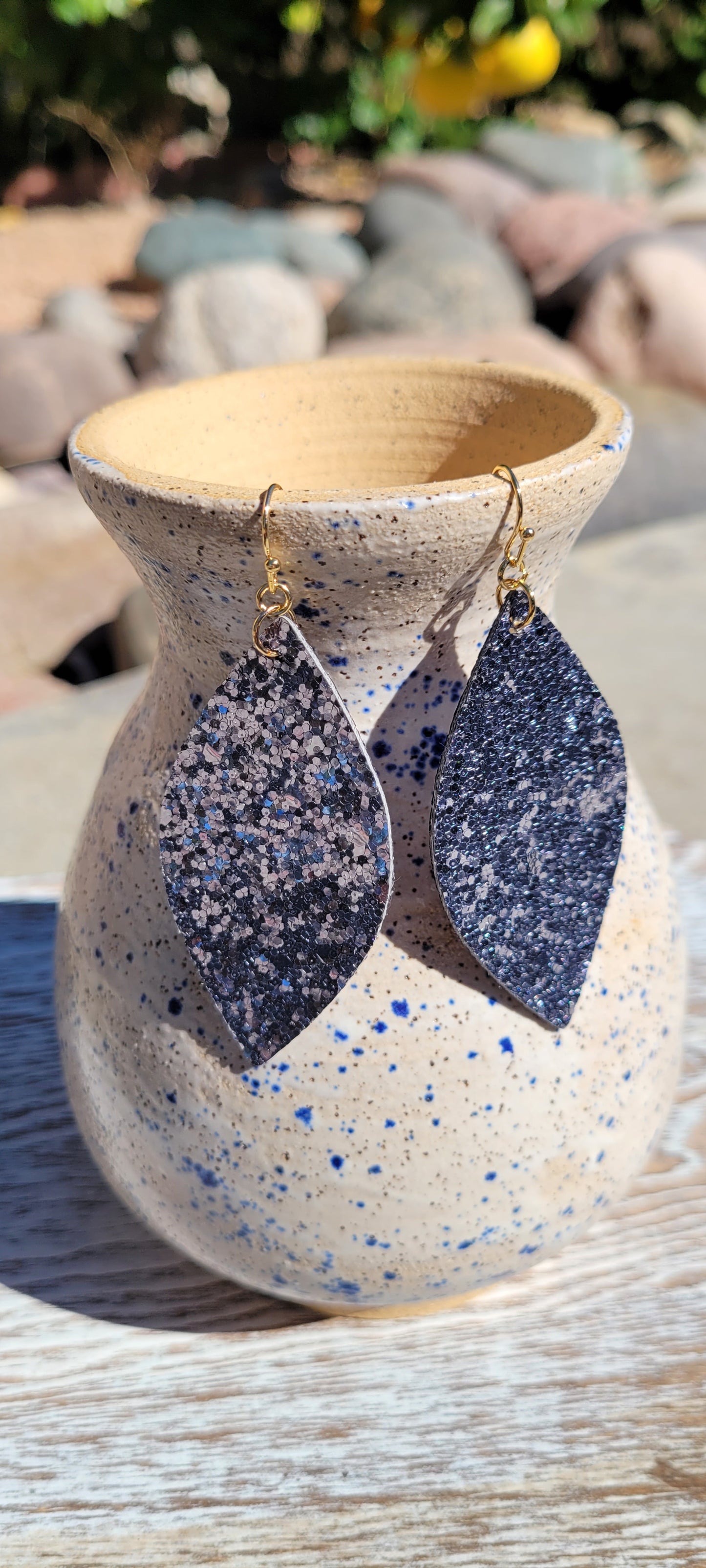 Pewter Sequin Marquise Earrings