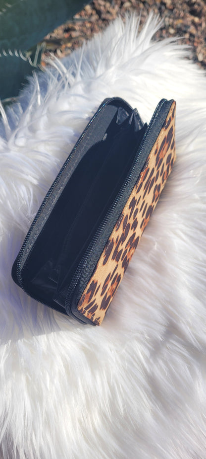 Leopard Print Wallet - Black & Brown - FINAL SALE