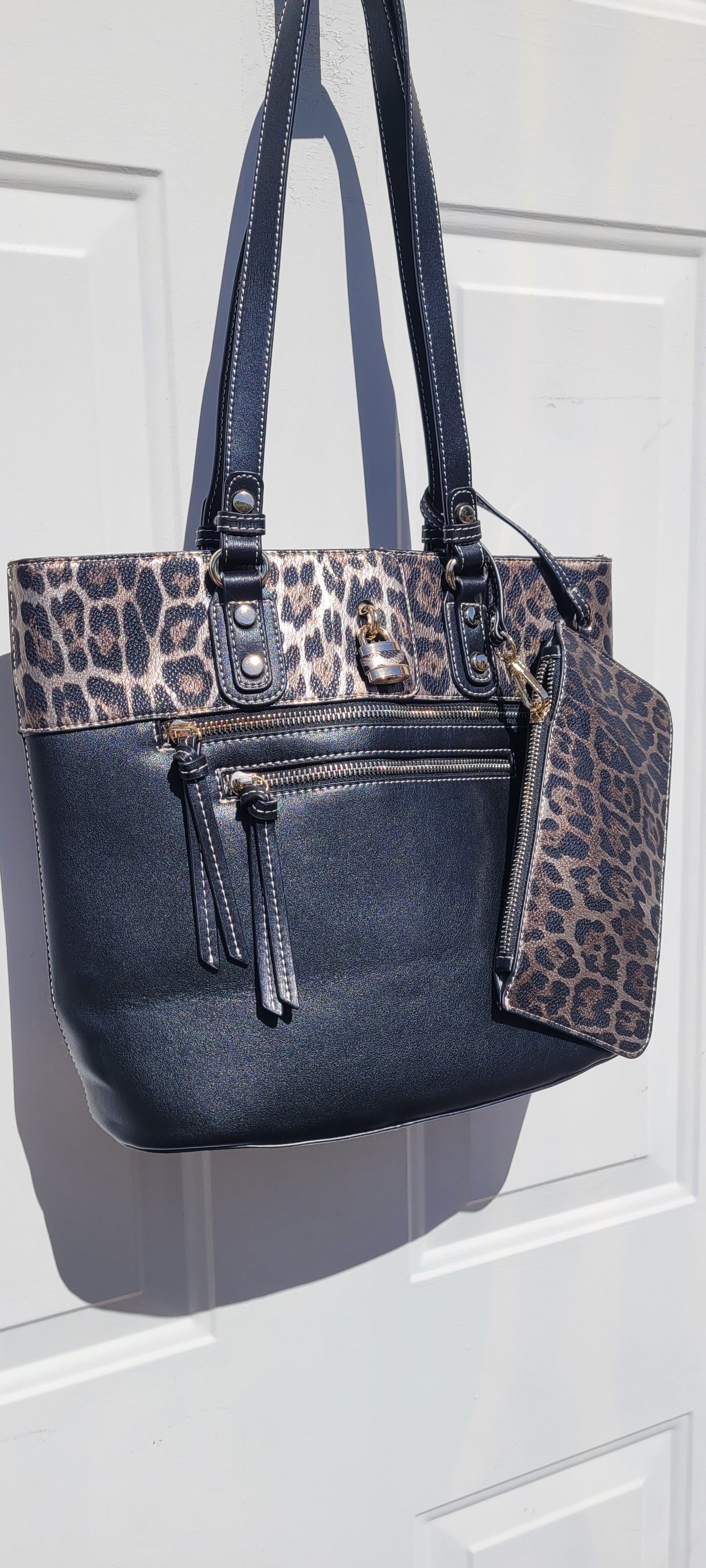 Out And About Black Leopard Purse