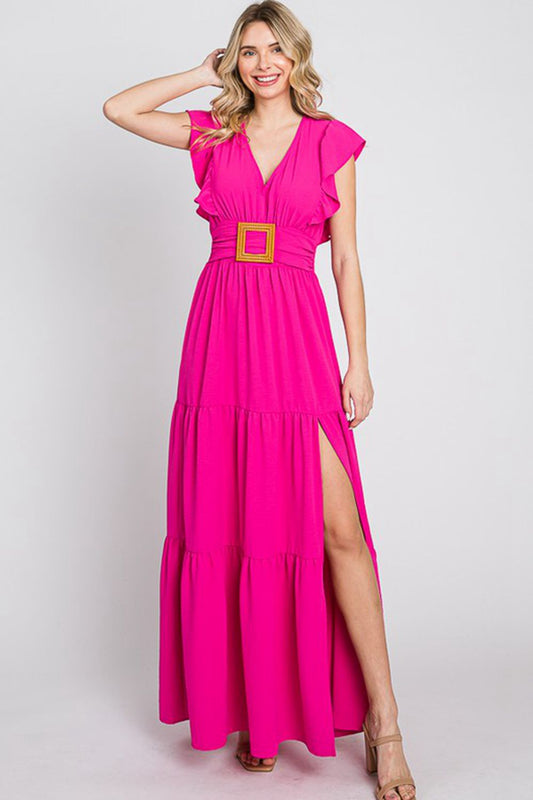 *Exclusively Online* Fancy Fizz Plus Size Tiered Side Slit Maxi Dress