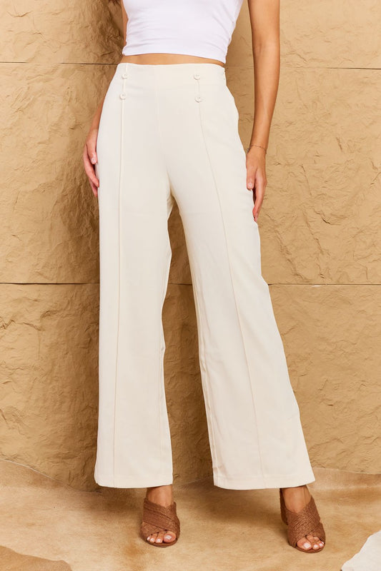 *Exclusively Online* High Waist Pintuck Pants in Ivory