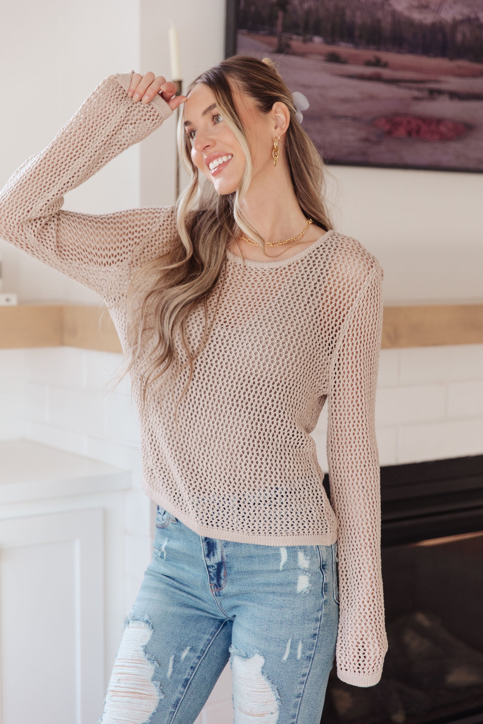 This Calming Down Loose Knit Top offers lightweight comfort. Its sheer layer and relaxed fit will keep you relaxed and comfy all day long! Perfect for when you need to take it easy.S-3X