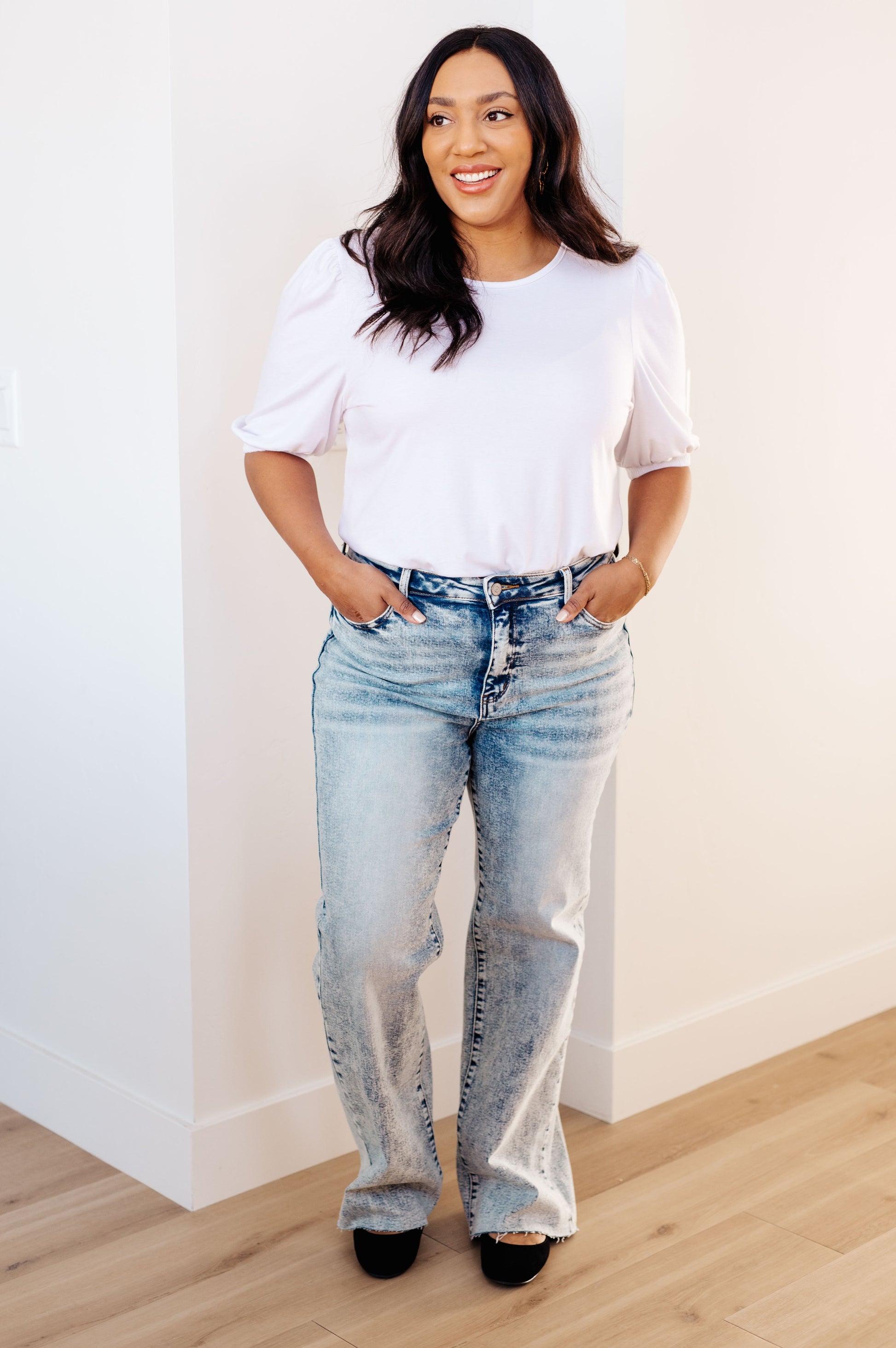 Get ready to elevate your denim game with our Dory High Waist Mineral Wash Raw Hem Wide Leg Jeans from Judy Blue. Designed for comfort with 4-way stretch and a high rise waist, these jeans will give you the perfect fit every time. The mineral wash and raw hem add a touch of style for a versatile and on-trend look 0 - 3X