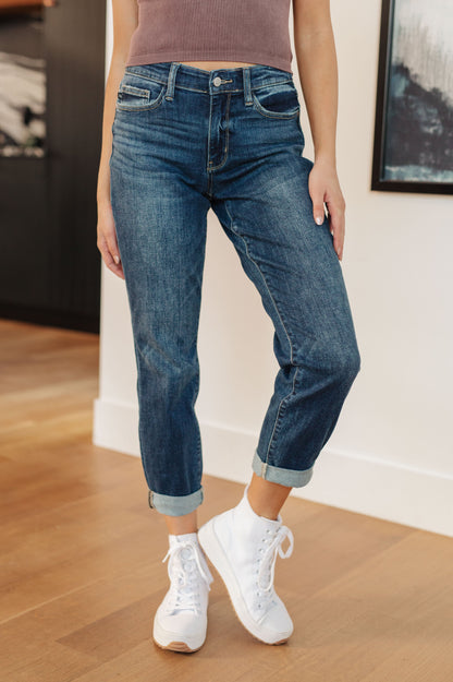 The London Boyfriend Jeans are your go to for any event life throws at ya! Made from a stretchy medium wash denim, it's hard to go wrong. Featuring a mid-rise waist with a five pocket cut, zipper fly and a loose fit-slightly tapered leg that cuffs, these classic jeans are going to become a closet staple.