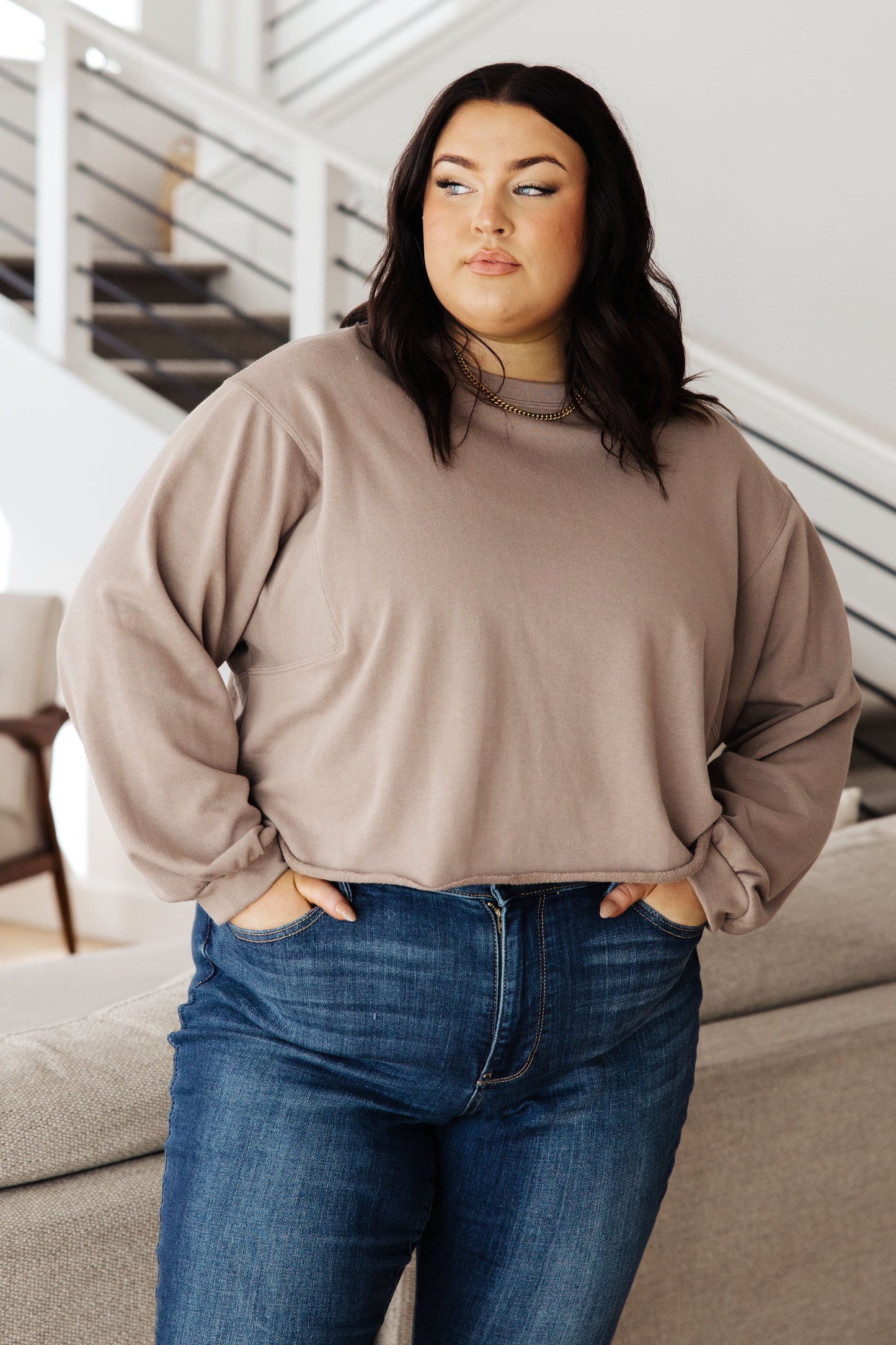 The Lounge A Lot Cut Off Sweatshirt is the perfect piece for weekend lounging. Crafted from lightweight french terry, it's designed with a crew neck, dropped shoulder, and a relaxed fit. The cut off hem allows for maximum comfort, while the matching pants provide the perfect lounge fit. S - XL