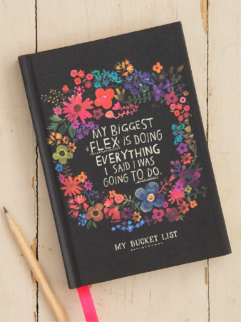 Hardback journal with ribbon page marker. Plan and reflect on your top 100 bucket list experiences