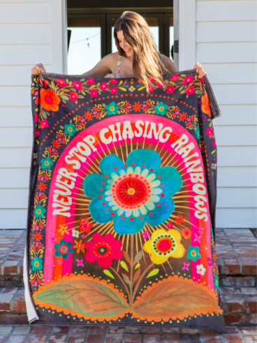 Cozy Throw Blanket - Never Stop Chasing Rainbows