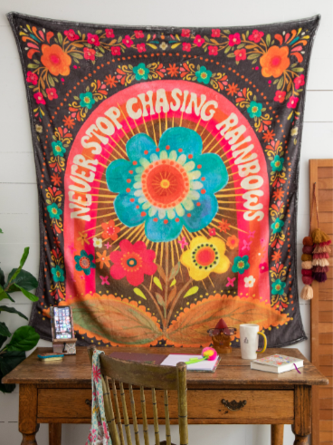 Cozy Throw Blanket - Never Stop Chasing Rainbows