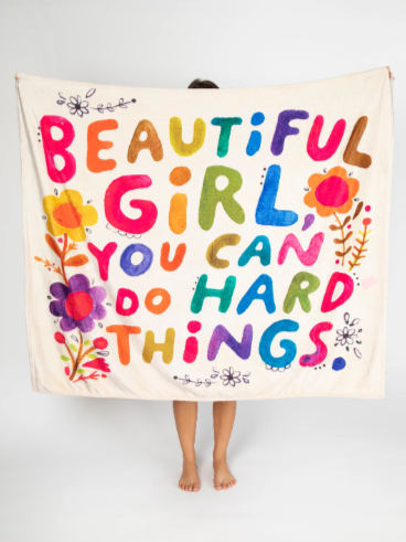 Cozy Throw Blanket - Beautiful Girl You Can Do Hard Things