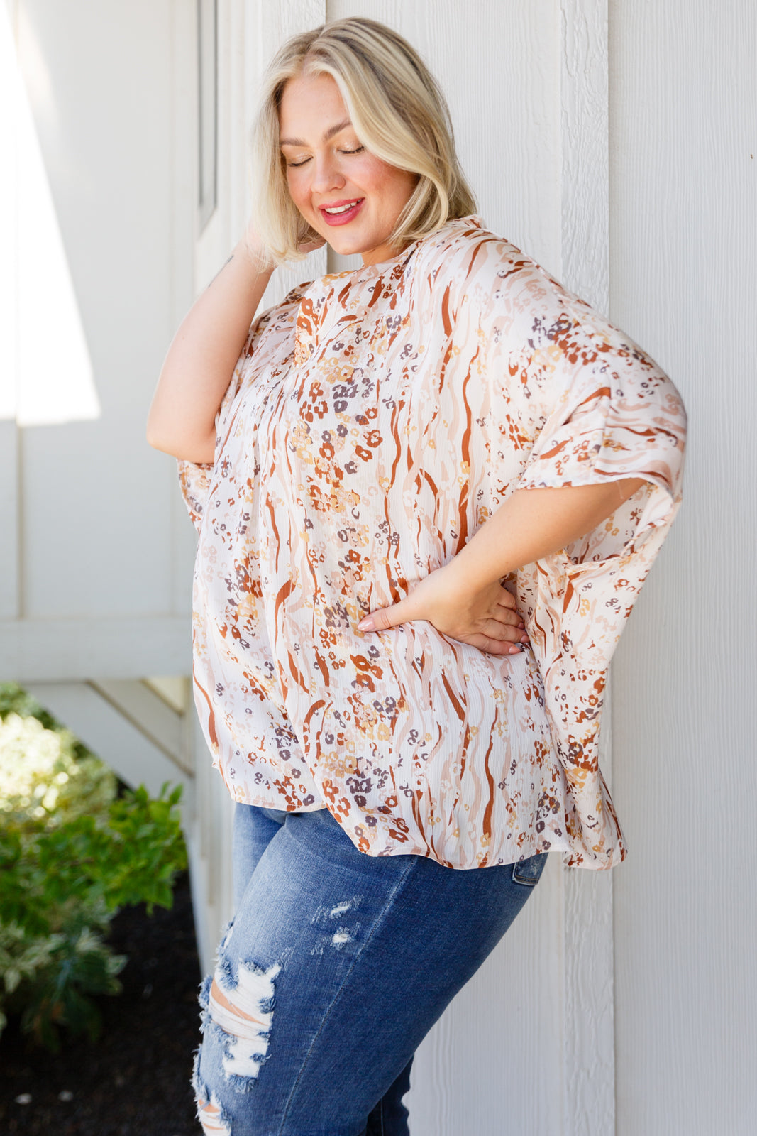 Take a chance on the Take a Chance Mixed Print Top! Its modern v-neckline, pleated front, and dolman sleeves create a boxy fit that flatters any body type. Combining a mix of prints, this top can instantly take any look from ordinary to extraordinary — perfect for dressing up or down. Dare to stand out! S - 3X