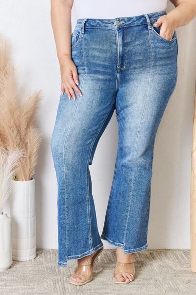 These jeans offer a flattering high-rise waist that accentuates your silhouette while providing a comfortable fit. The ankle flare design adds a touch of sophistication and pairs effortlessly with any shoe style, making them versatile for various occasions. With quality stitching and attention to detail, these jeans are not just a fashion statement but also durable for long-term wear.