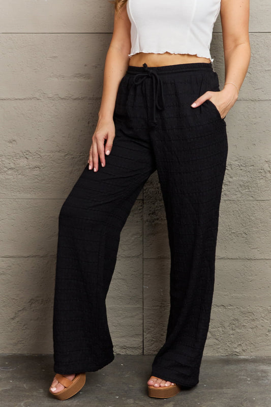 *Exclusively Online* Dainty Delights Textured High Waisted Pants in Black