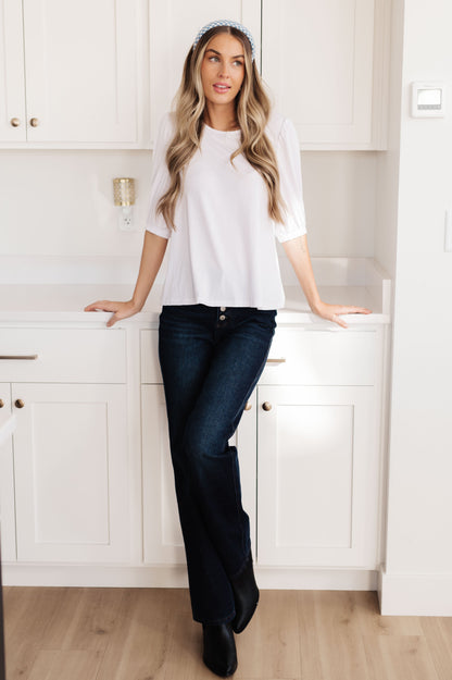 Look your best in the timelessly chic New Days Ahead White Blouse. Featuring a puff sleeve, a keyhole detail on the back, a classic white hue, and a comfortable jersey knit, this top is sure to be your new go-to for any occasion. S - 3X